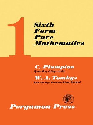 cover image of Sixth Form Pure Mathematics, Volume 1